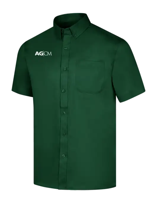 Short Sleeve Dark Green Superpro React Twill Shirt w/AG|CM Logo