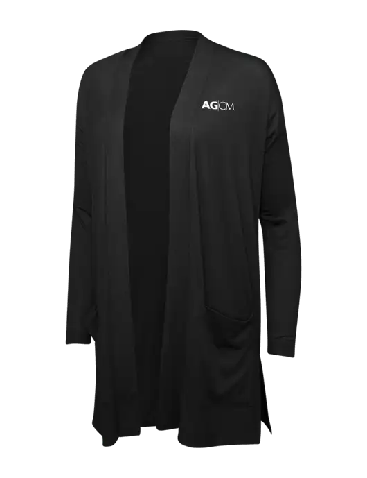 Black Womens Concept Long Pocket Cardigan w/AG|CM Logo