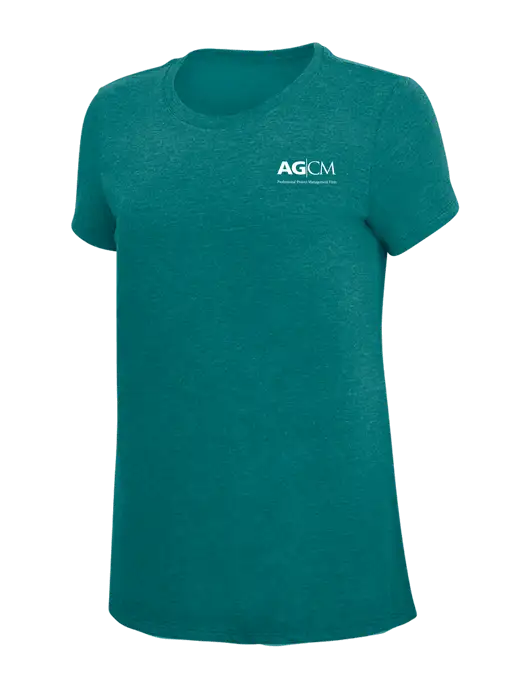 Womens Simply Soft Heathered Dark Teal 4.5oz  Poly/Combed Ring Spun Cotton T-Shirt w/AG|CM Logo