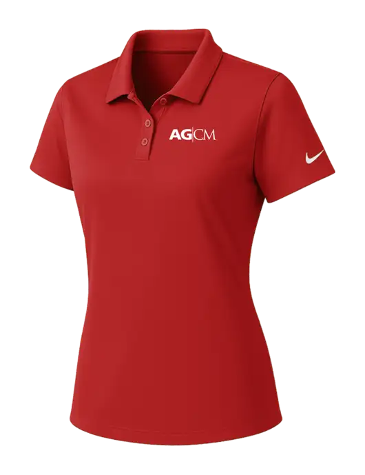 Nike Womens Red Dry Essential Solid Polo w/AG|CM Logo