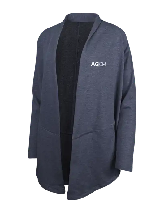 Estate Blue Heather/Charcoal Heather Womens Interlock Cardigan w/AG|CM Logo