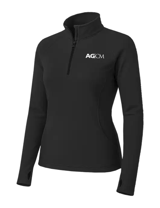 Charcoal Grey Womens Sport Wick Stretch 1/4 Zip Pullover w/AG|CM Logo