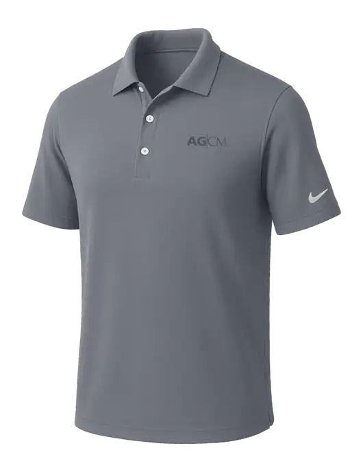 NIKE Medium Grey Dri-Fit Micro Pique Polo w/AG|CM Logo