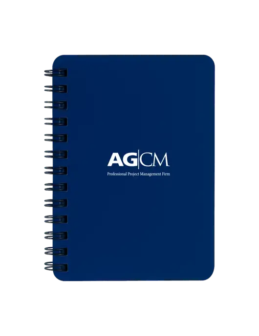 Sturdy Navy Blue Hardcover Notebook, 5.25 x 7 w/AG|CM Logo