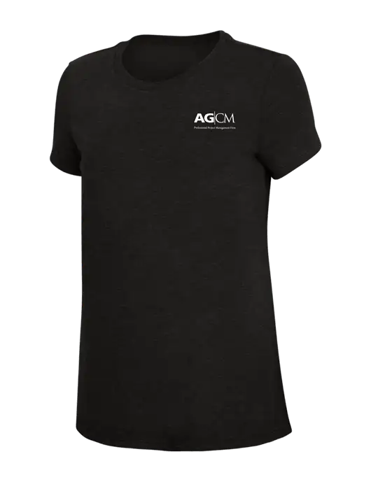 Womens Simply Soft Black 4.5oz Poly/Combed Ring Spun Cotton T-Shirt w/AG|CM Logo