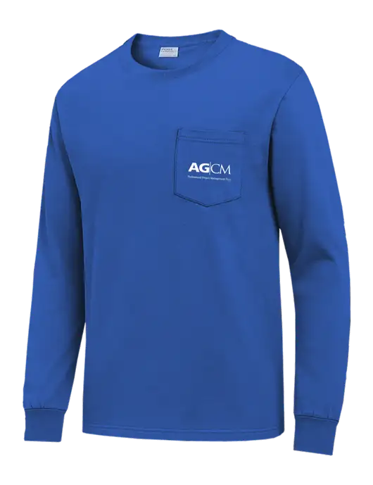 Royal Blue Long Sleeve Heavyweight 6.1 oz Pocket T-Shirt w/AG|CM Logo