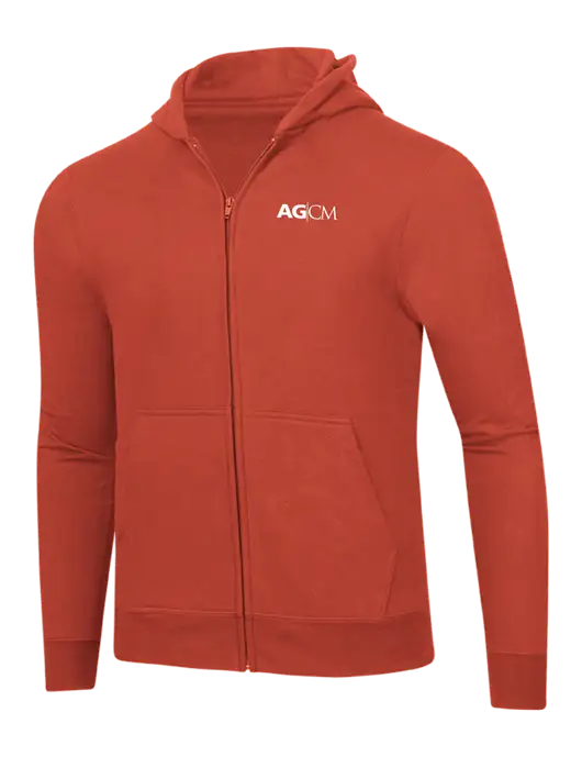 Orange 8.5 oz Ring Spun Zip Hooded Sweatshirt w/AG|CM Logo