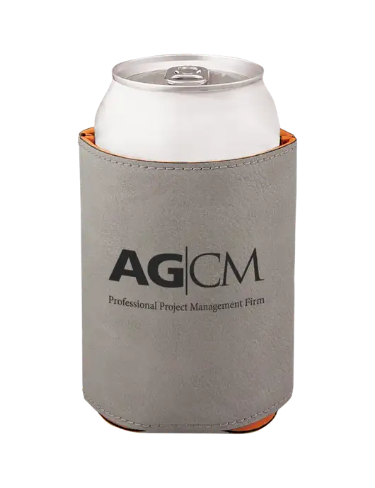 Grey Leatherette Beverage Holder w/AG|CM Logo