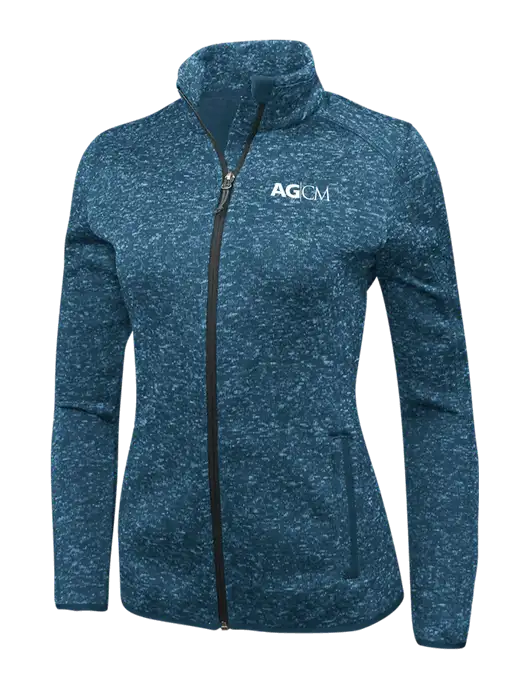 Medium Blue Heather Womens Sweater Fleece Jacket w/AG|CM Logo