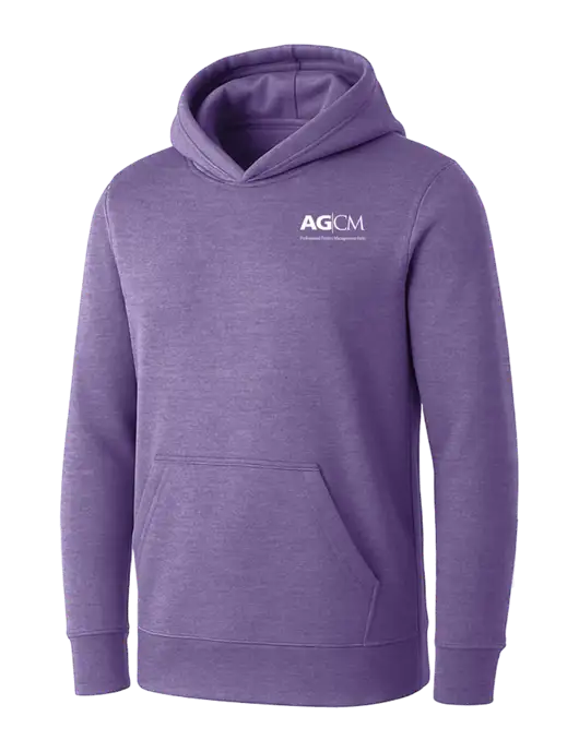 Womens Purple Heather Core Fleece Pullover Hooded Sweatshirt w/AG|CM Logo