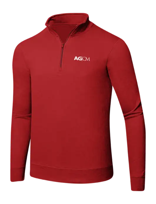 Bright Red 8.5 oz Ring Spun 1/4 Zip Pullover Sweatshirt w/AG|CM Logo