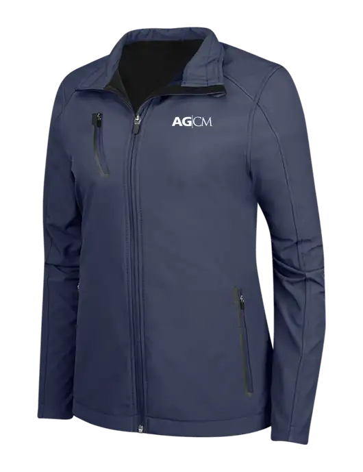 Navy Womens Welded Softshell Jacket w/AG|CM Logo