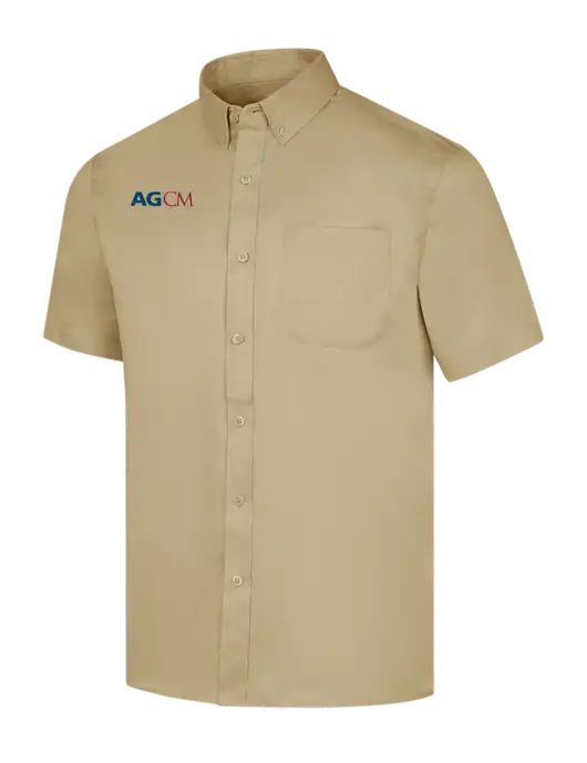 Short Sleeve Dark Tan Superpro React Twill Shirt w/AG|CM Logo