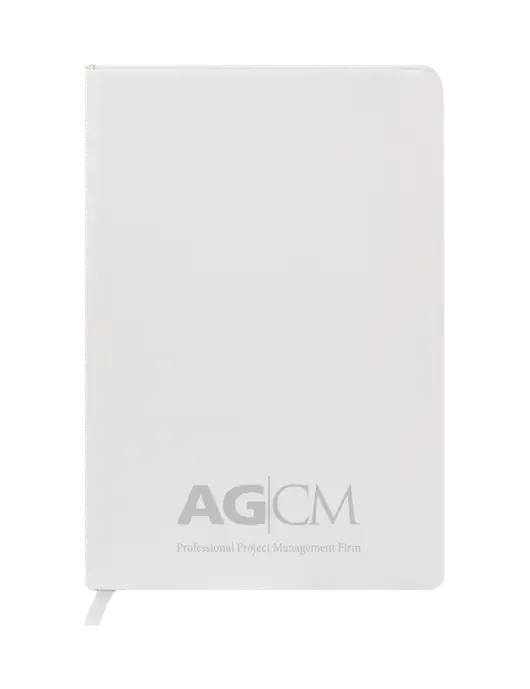 Fabrizio White Hard Cover 5.75 x 8.3  Journal w/AG|CM Logo