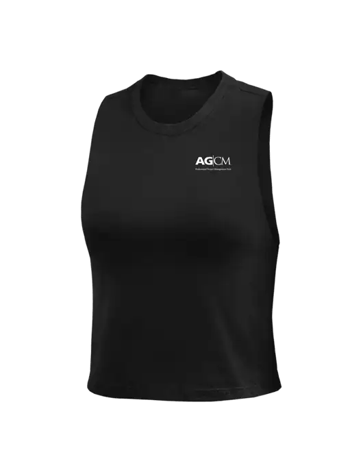 BELLA+CANVAS Womens Black Racerback Crop Tank  w/AG|CM Logo