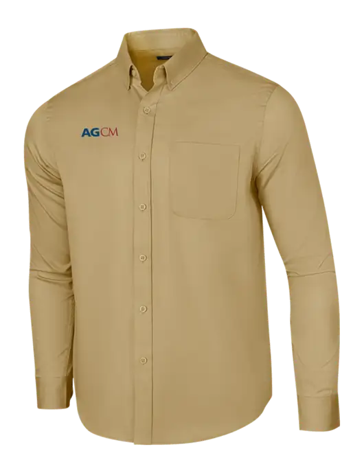 Long Sleeve Dark Tan Superpro React Twill Shirt w/AG|CM Logo