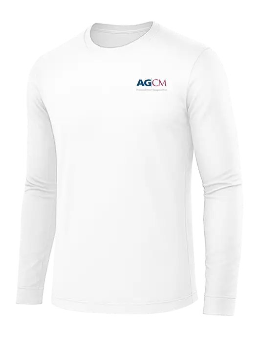 Long Sleeve White PosiCharge Competitor Tee w/AG|CM Logo