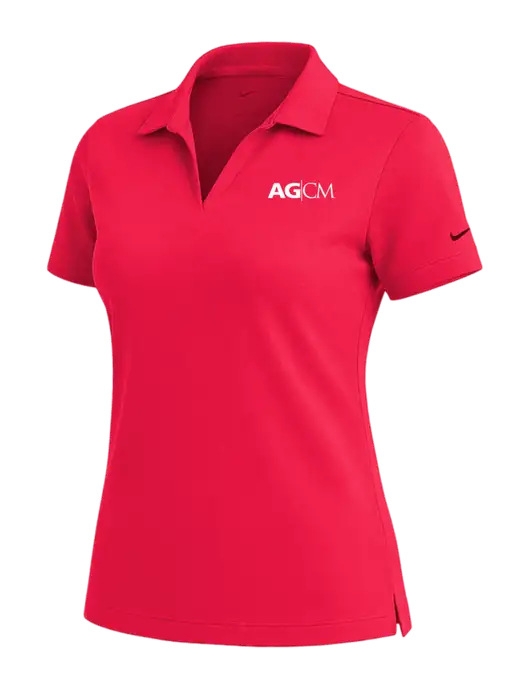 NIKE Red Womens Dri-Fit Micro Pique Polo w/AG|CM Logo