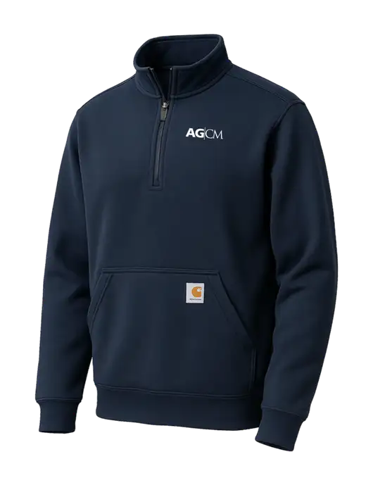 Carhartt Dark Navy Midweight 1/4-Zip Mock Neck Sweatshirt w/AG|CM Logo