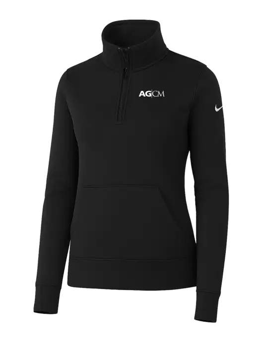 Nike Womens Black Club Fleece Sleeve Swoosh 1/2-Zip w/AG|CM Logo