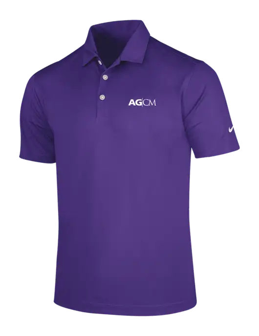NIKE Purple Dri-Fit Vertical Mesh Polo w/AG|CM Logo