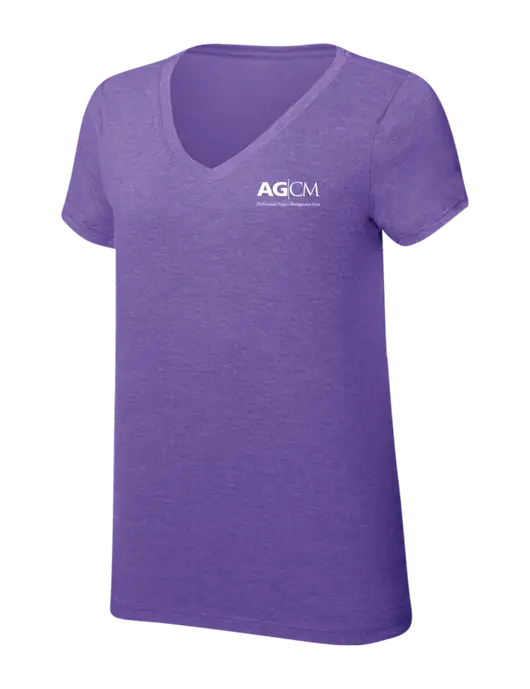 Womens Simply Soft V-Neck Purple Frost 4.5oz  Poly/Combed Ring Spun Cotton T-Shirt w/AG|CM Logo