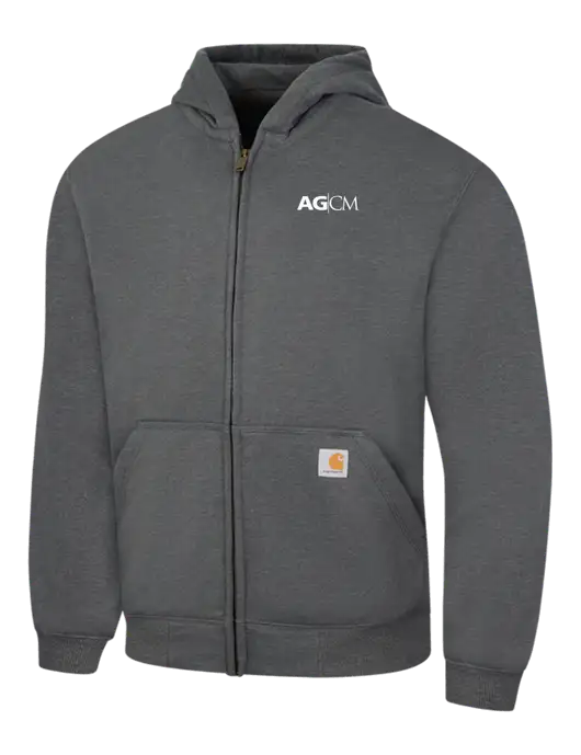 Carhartt Dark Grey Heather Rain Defender Paxton Heavyweight Hooded Zip-Front Sweatshirt w/AG|CM Logo
