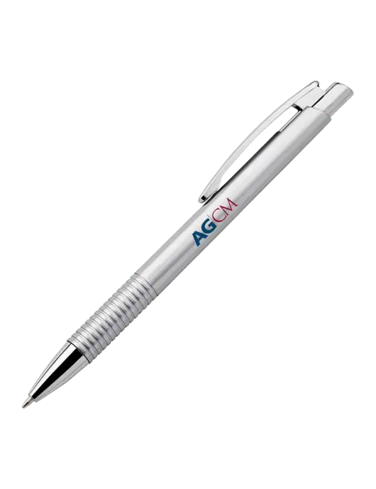 Malay Silver Ballpoint Pen - Blue Ink w/AG|CM Logo