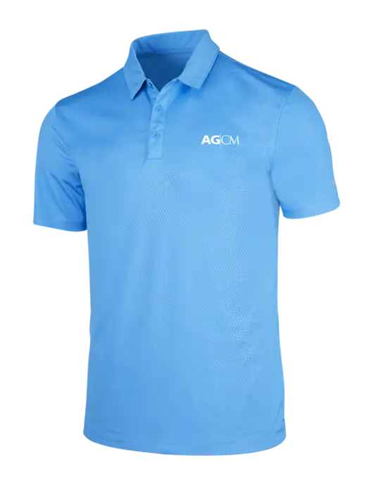 NIKE Light Royal Blue Dri-Fit Embossed Tri-Blade Polo w/AG|CM Logo