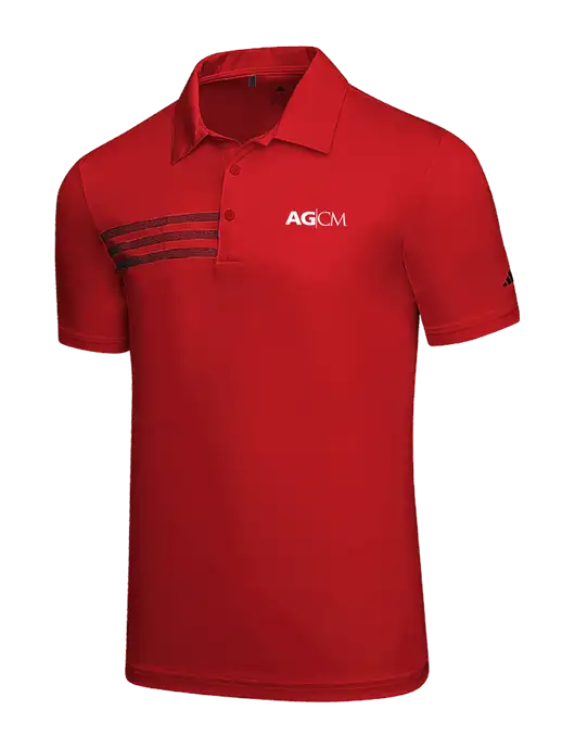 Adidas Red 3 Stripes Chest Polo w/AG|CM Logo