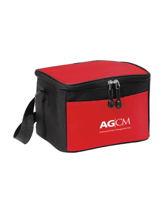 6 Can Red/Black Cube Cooler  w/AG|CM Logo