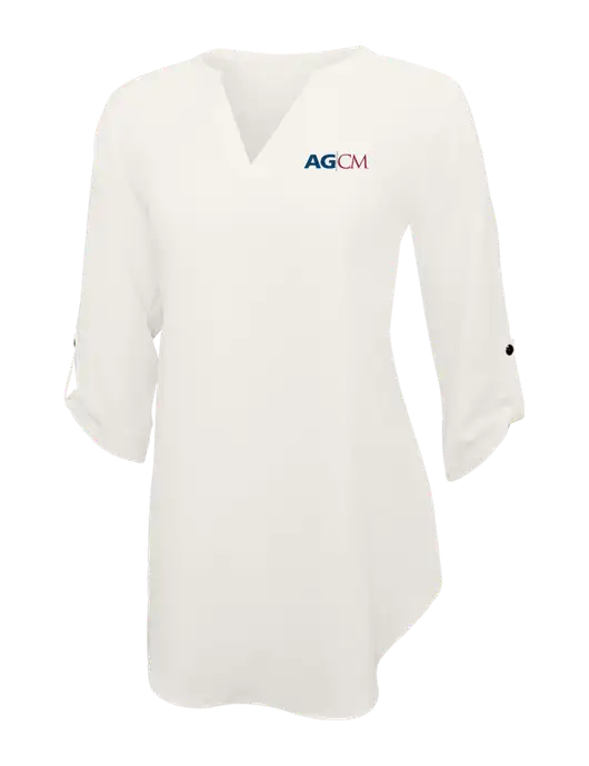 Ivory Womens 3/4 Sleeve Tunic Blouse w/AG|CM Logo