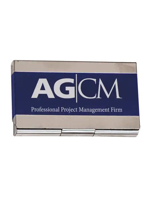 Blue 3.75 x 2.5 Business Card Holder w/AG|CM Logo