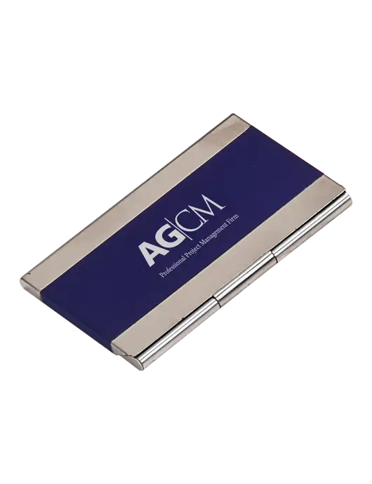 Blue 3.75 x 2.5 Business Card Holder w/AG|CM Logo