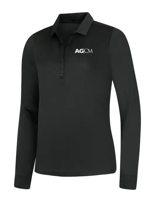 Womens Black Silk Touch Performance Long Sleeve Polo w/AG|CM Logo