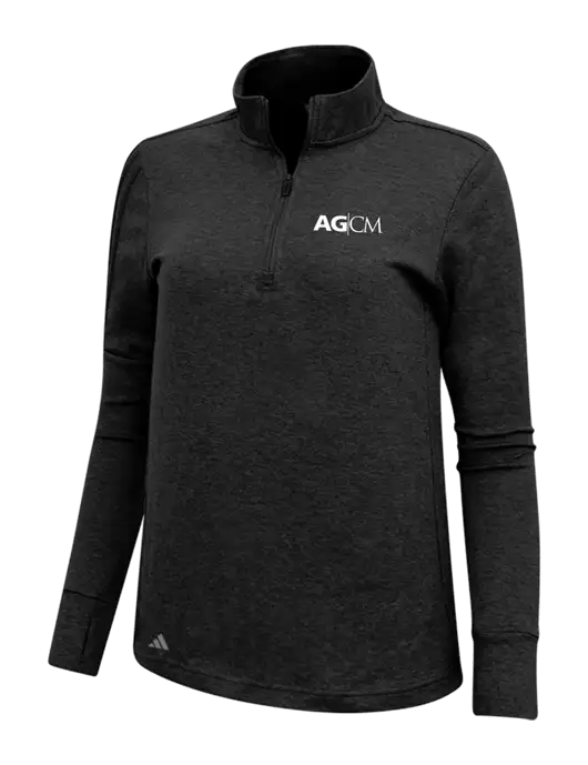 Adidas Black Melange Womens 3 Stripes Quarter Zip Sweater w/AG|CM Logo