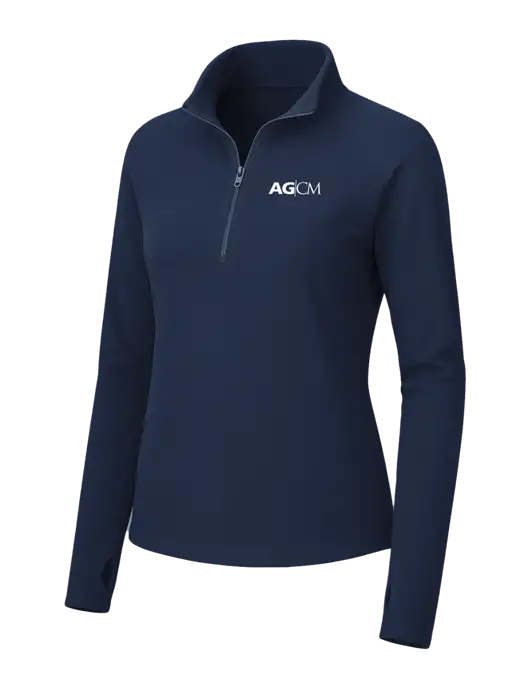 Womens Navy Microfleece 1/2 Zip Pullover w/AG|CM Logo