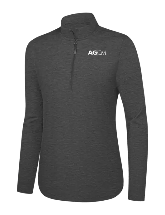  Womens Dark Grey Heather C-FREE Double Knit 1/4-Zip w/AG|CM Logo