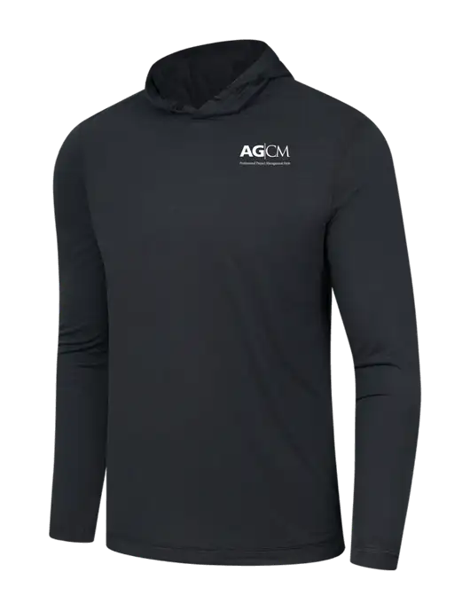 Luxury Active Black Lightweight Tri-Blend Wicking Long Sleeve Hoodie w/AG|CM Logo