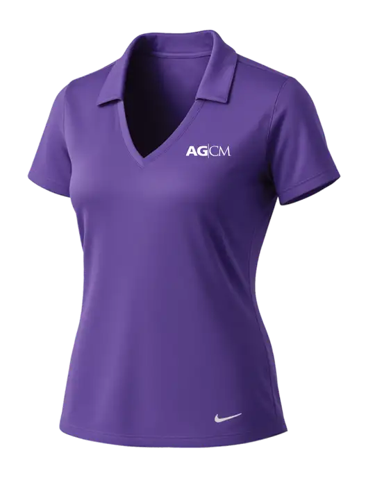 NIKE Purple Womens Dri-Fit Vertical Mesh Polo w/AG|CM Logo