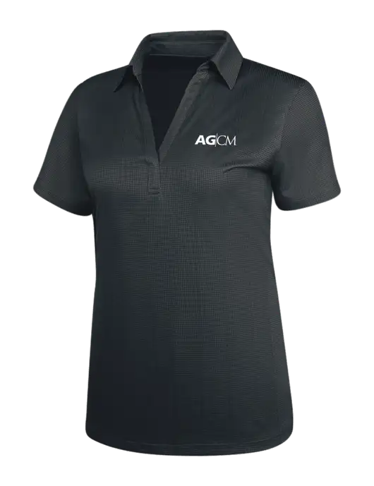 Dark Grey Womens Performance Fine Jacquard Polo w/AG|CM Logo