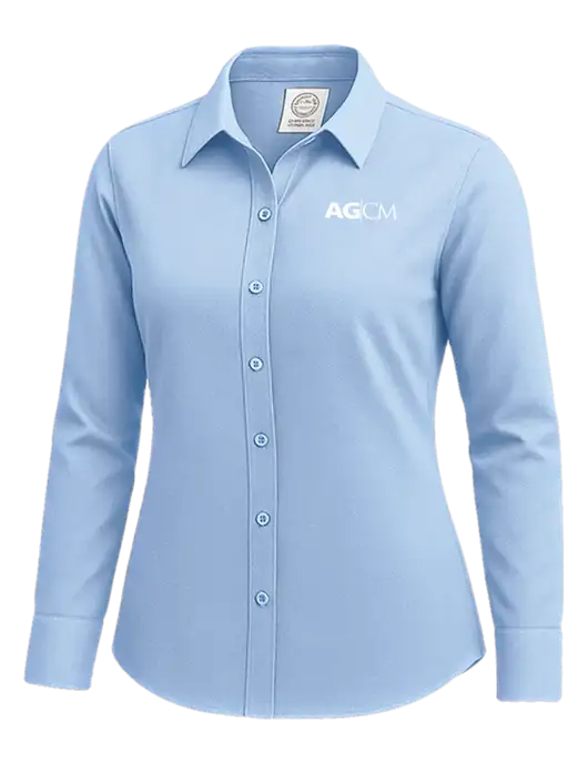 Brooks Brothers Womens Light Blue Wrinkle-Free Stretch Nailhead Shirt w/AG|CM Logo