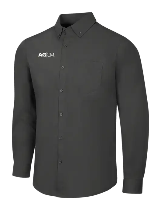 Dark Grey Long Sleeve Carefree Poplin Shirt w/AG|CM Logo