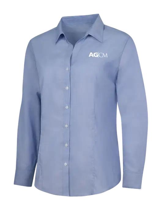 Light Slate Blue Womens Crosshatch Easy Care Shirt w/AG|CM Logo