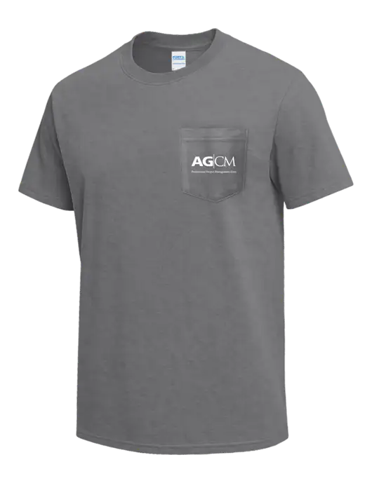 Medium Grey Heather Heavyweight 6.1 oz Pocket T-Shirt w/AG|CM Logo