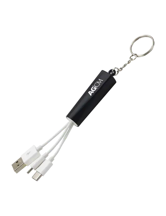 Black Light-Up Charging Cable with Key Ring w/AG|CM Logo