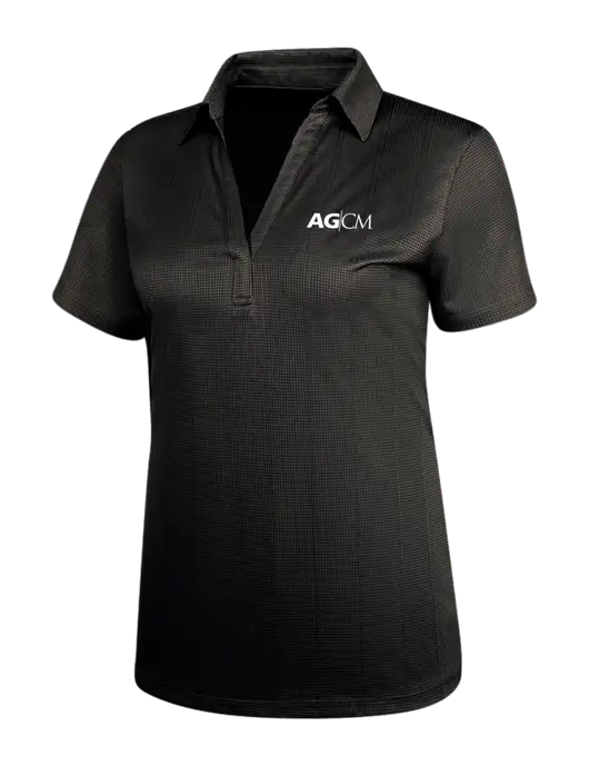 Black Womens Performance Fine Jacquard Polo w/AG|CM Logo