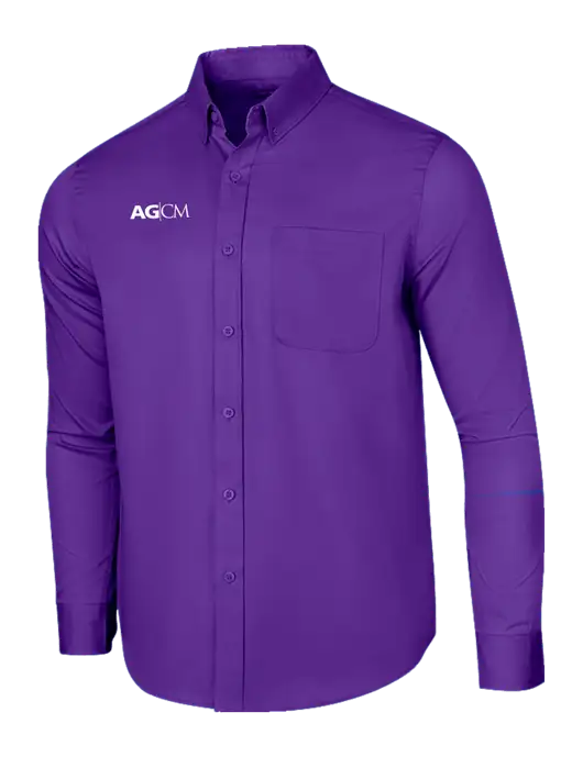 Long Sleeve Purple Superpro React Twill Shirt w/AG|CM Logo