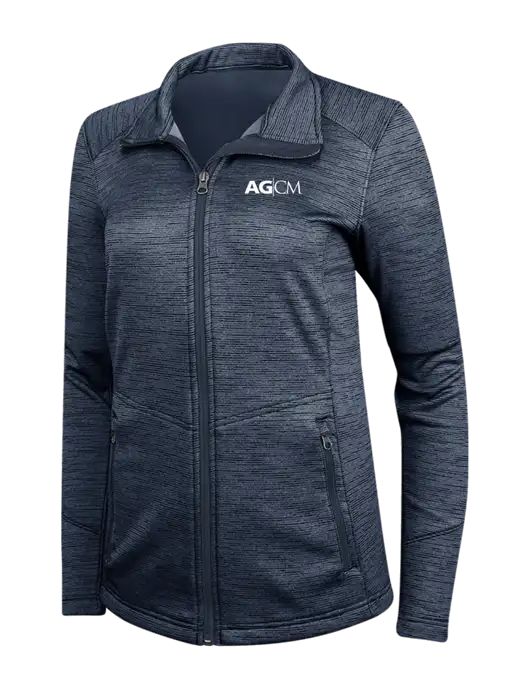 Navy Womens Digi Stripe Fleece Jacket w/AG|CM Logo