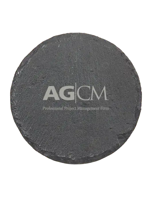 Round Slate Coaster w/AG|CM Logo